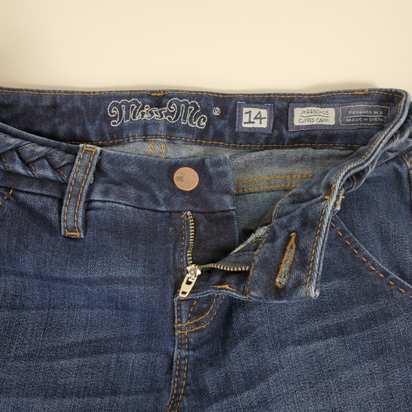 Miss Me JK4480P45 braided belt cuffed capri jeans size 14 - Picture 3 of 14